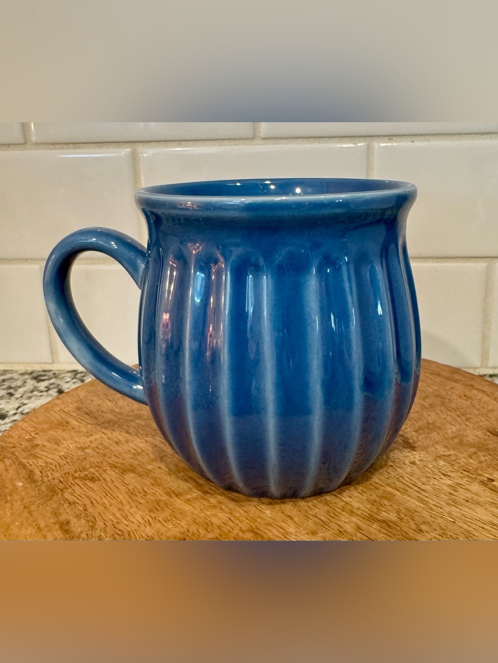 The Pioneer Woman Colette Blue Ribbed Stoneware Mug